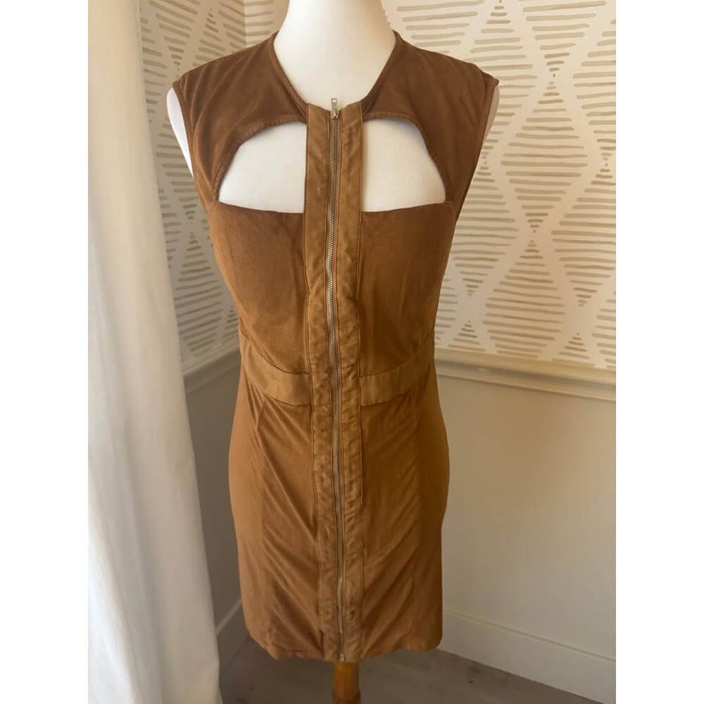 Mango Women’s Large Faux Suede Cut Out Mini Dress